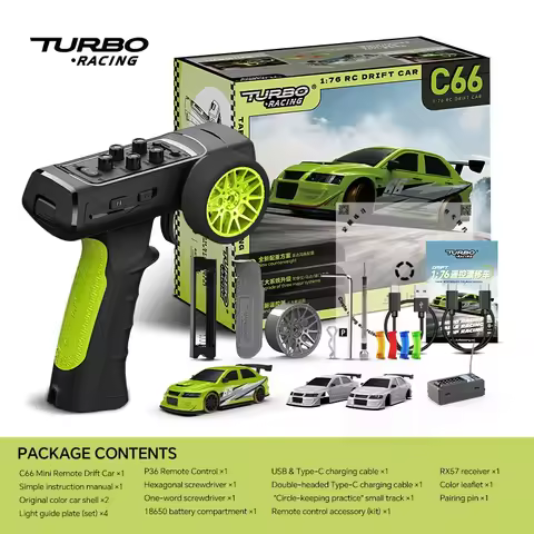 Turbo Racing 1:76 C66 C65 C64 C63 C62 Drift RC Car with Gyro Full Proportional 2.4G 5CH Radio Remote