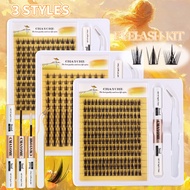 160 Clusters Natural Comic Eyes Lazy Trilogy C Single Cluster False Eyelashes Glue Set 8-16mm Daily 