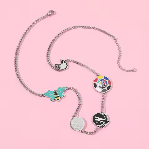 Wednesday Addams Necklace for Women Enid Harajuku Hip Hop Stainless Steel Necklace for Girl Boy Swea