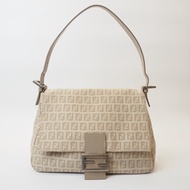 FENDI 奶茶色老花法棍單肩包