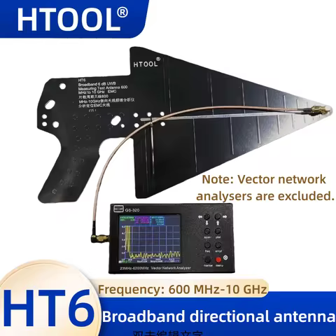 HT6 Log Periodic Antenna 600MHz-10GHz Wideband Directional Antenna Spectrum Analysis/EMI Test/WiFi/4