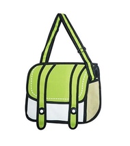 Genius_Baby 3D Style 2D Drawing Cartoon Bag Comic 3D Messenger Bag (Green)