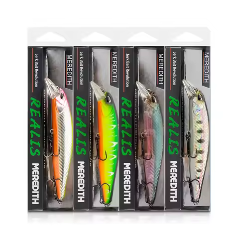 MEREDITH JERK MINNOW 100F 14g Floating Wobbler Fishing Lure 24Color Minnow Lure Hard Bait Quality Pr