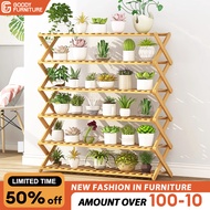 Goody  Flower Rack Plant Stand Foldable Flower Stand Wooden Plant Flower Rack Outdoor Balcony Plant 