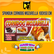 Spanduk Banner Jualan Corndog Mozarella Simple 100x50 c m / spanduk makanan & cemilan / bisa cod