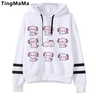 Kawaii Cartoon Axolotl Hoodies Men Hip Hop Harajuku Punk Anime Streetwear Fashion Unisex Animal Graphic Sweatshirts Male