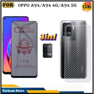 3IN1 Tempered Glass Oppo A94 A94 4G A94 5G Anti-Scratch Glass Full Cover Screen Protector Elegant