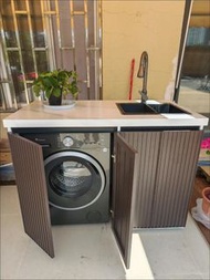 戶外庭院locker 洗手台洗衣機櫃 岩板操作台 室外洗手池台盆一體櫃#洗衣機櫃檯#儲物櫃#locker