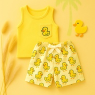 Baby Singlet Outfit Set with Yellow Duck Pocket