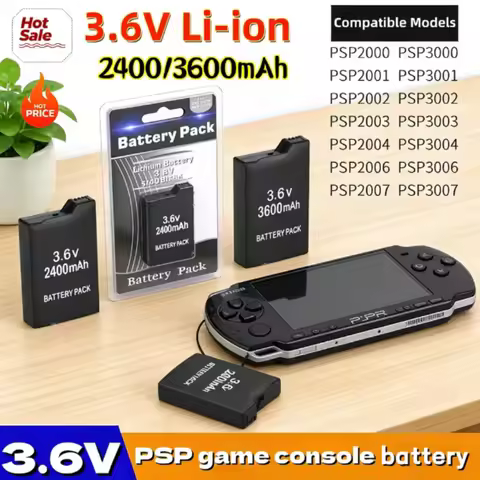 3600mAh for SONY PSP2000 Handheld Game Console Backup Battery Pack 2400mAh for SONY PS Lite PSP-2000