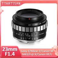 TTArtisan 23mm F1.4 APS-C Large Aperture Manual Focus Wide Angle Lens Fast Documentary Lens For Came