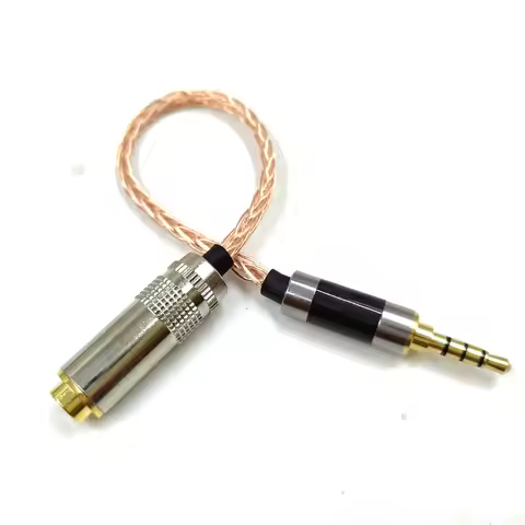 8 Cores 10cm 3.5mm TRRS Male to 4.4mm Female Balanced Adapter 7N OCC Single Crystal Copper Audio Ada