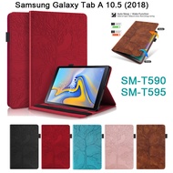 3D Tree Style Tablet Protective Cover for Samsung Galaxy Tab A 10.5 (2018) SM-T590 SM-T595,High Quality PU Leather Case Wallet Stand Flip Cover With Card Slots Pen Buckle