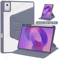 For Lenovo Idea Tab Pro 2025 12.7"TB373FU Case with Pencil Holder 360 Rotation Clear Back for Lenovo