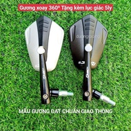 Motorcycle mirror rearview mirror rotates 306 degrees to meet H2c traffic standard - 5-sided model w
