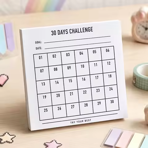 30-Day Challenge Habit Tracker Notebook, Daily Task Checklist Memo Pad, Scrapbook Collage Index Card