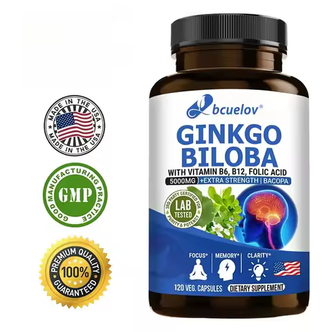 Ginkgo Biloba 5000mg Supplement - with Vitamin B6 B12 Folic Acid - Brain Memory Mental Clarity Alert