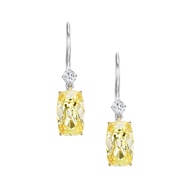 Platinum, Gold, 4.14ct Old Mine Brilliant Cut Fancy Yellow Diamond and Diamond Drop Earrings