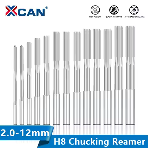 XCAN HSS M35 Machine Reamer H8 Straight Shank Chucking Reamer 2/2.5/3/4/5/6/6.5/7/8/9/10/11/12mm Mil