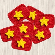 Red flag keychain with yellow star/Vietnam national flag/Vietnam flag wool keychain