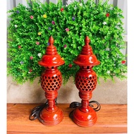 1 pair of incense wood altar lamps, electric altar lamps, luxurious altar lamps, wooden altar lamps,