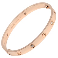 กำไลข้อมือ Cartier รุ่น Love Classic Model #17 มือสอง ทองคำชมพู 18K ประดับเพชร 4 เม็ด น้ำหนักประมาณ 