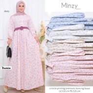 Dress muslim motif bunga lengan panjang kasual Minzy maxy by Tiramisu