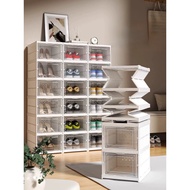 Shoe Boxes Stackable Transparent - Shoe Organiser Plastic Shoe Rack Shoe Cabinet with Door - Space-S