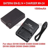 EN-EL14 Battery + Charger MH-24 For D3100 d3200 D3300 D5100 D5200 etc. - BATTERY by Blezzystore