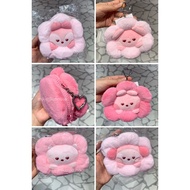 GANTUNGAN READY BT21 PINK POUCH KEYRING HANGER FLOWER BT21 COOKY SHOOKY CHIMMY KOYA MANG TATA RJ BT2