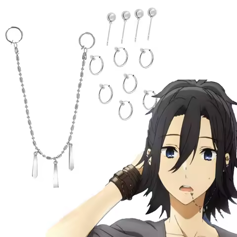 Anime Horimiya Miyamura Izumi Ear Clip Lip Chain Earring Stainless Steel Punk Earrings brinco grunge