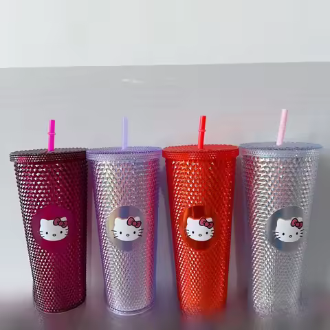 Double Layer Plastic Cup with Lid American Sle St Cup Hit70m Creative Line Ice King Cup Stainl Steel