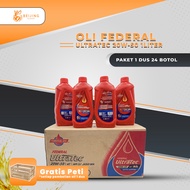( PAKET 1 DUS 24 BTL ) OLI FEDERAL ULTRATEC 1 LITER 20W-50 Non Matic