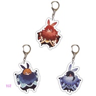 YGT Genshin Impact Account Figure Men Key Chain for Women Anime KeyChain Traveler Key Ring Amber Kaeya Car Keyring