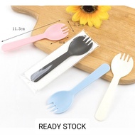 50pcs Dessert Cake Spoon Mini Spoon Ice Cream Spoon 2in1 Cake Spoon
