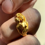 Human Body Sculpture Ring Adam and Eve Art Retro High-End Ring Female vintage vintage Ring