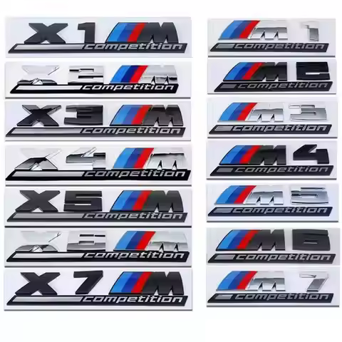 Gloss Black Silver Competition Underline Badge Car Sticker, Rear Trunk Emblem Fit for BMW Competitio