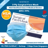 [HOT SALE!!] [Ready Local Stocks] Wistech 3 Ply Medical Grade Earloop Surgical Mask 50 Pcs Blue - BFE 99%, CE FDA Certified, Disposable Blue Surgical Mask, Medical Face Mask, Surgical Masks 3ply in Singapore, Fast Delivery