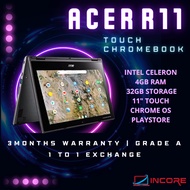 Acer R11 Touch Screen + Flip Chromebook - Intel N3060 4GB Ram 16GB 32GB Storage 11.6 Inch Murah OS Playstore - GRADE A