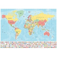 World Map Wall Sticker Large Map of The World Poster with Country Flags Room Decoration Wall Chart H