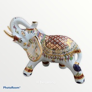 ช้างเบญจรงค์มงคล ขนาด 7 นิ้ว (7-inch Traditional Thai Elephant hand painted by JJ Benjarong