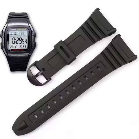 Black Resin Watchband for Casio W-96H Replacement Strap W96H Bracelet Waterproof Sports Wristband