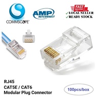 100PCS Commscope AMP Tyco RJ45 CAT5E CAT6 8P8C Modular Plug Network Connector - CAT5E/8P8C OR CAT-6/
