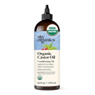 Sky Organics Castor Oil - USDA Certified Organic Hair Oil for Hair Growth,, Face, Eyelashes - Cold P