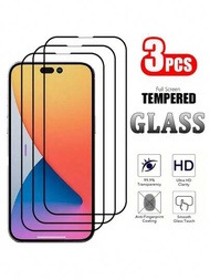 3 Unids/set Protector De Pantalla De Vidrio Templado Antiarañazos De Alta Claridad H9 De Cobertura Total Para Iphone 6/6s/7/8/se/se3/6plus/7plus/8plus/xr/11/12/12pro/13/14/13pro/14pro /15/15pro/12mini/13mini/x/xs/11pro/xsmas/11promax/12promax/13promax/14plus/14promax/15plus/15promax