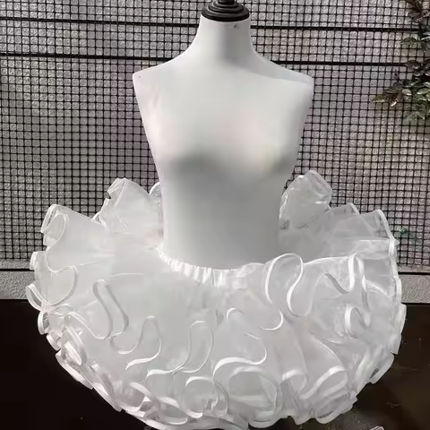 Adjustable Waist Lolita Super Stuffed Petticoat up to 106cm Boneless Violent Skirt Support Soft Yarn