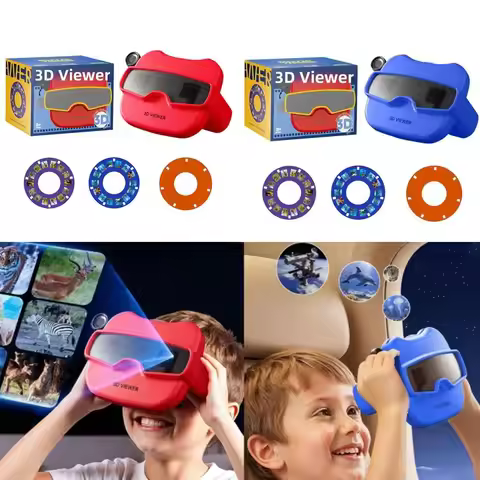 New with 6 Reel 3D Stereoscopic Viewer Red Color Portable 3D View-Master 3D Education Viewing Machin