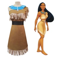clu Pocahontas Cosplay Princess Dress Cartoon Costume Sleeveless Anime Uniform Set Halloween Party W