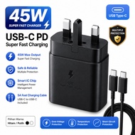 45W Super Fast Charger UK Type G PD Adapter With 5A USB-C To USB-C Cable For Samsung S24 S23 Ultra A