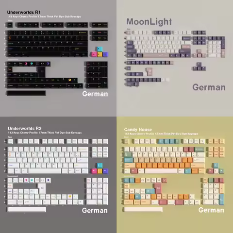 German Mechanical Keyboard Keycaps Dye Sub DE/EN Keycaps Moonlight underworld ISO ANSI Big Set Key C
